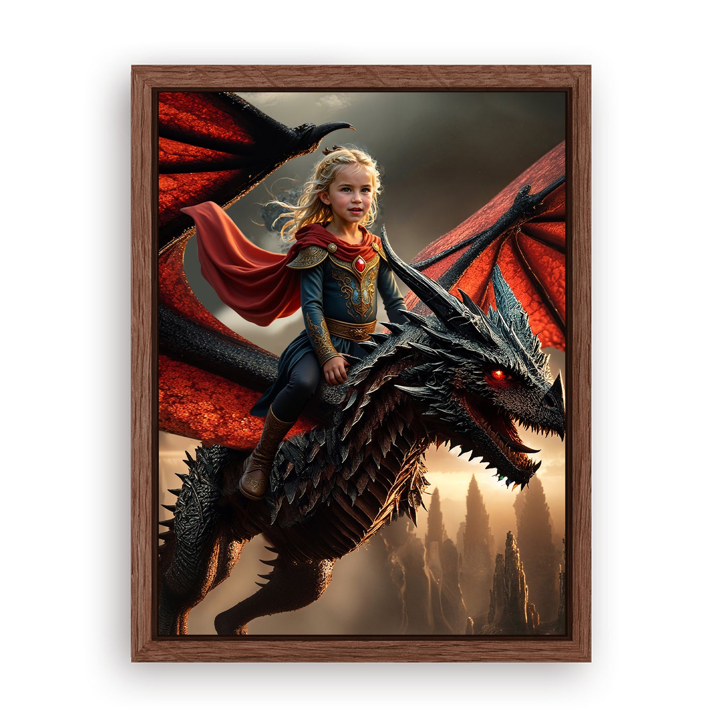 Save 33% When You Add A Frame To Your 18x24 'The Dragon Rider' Canvas Now