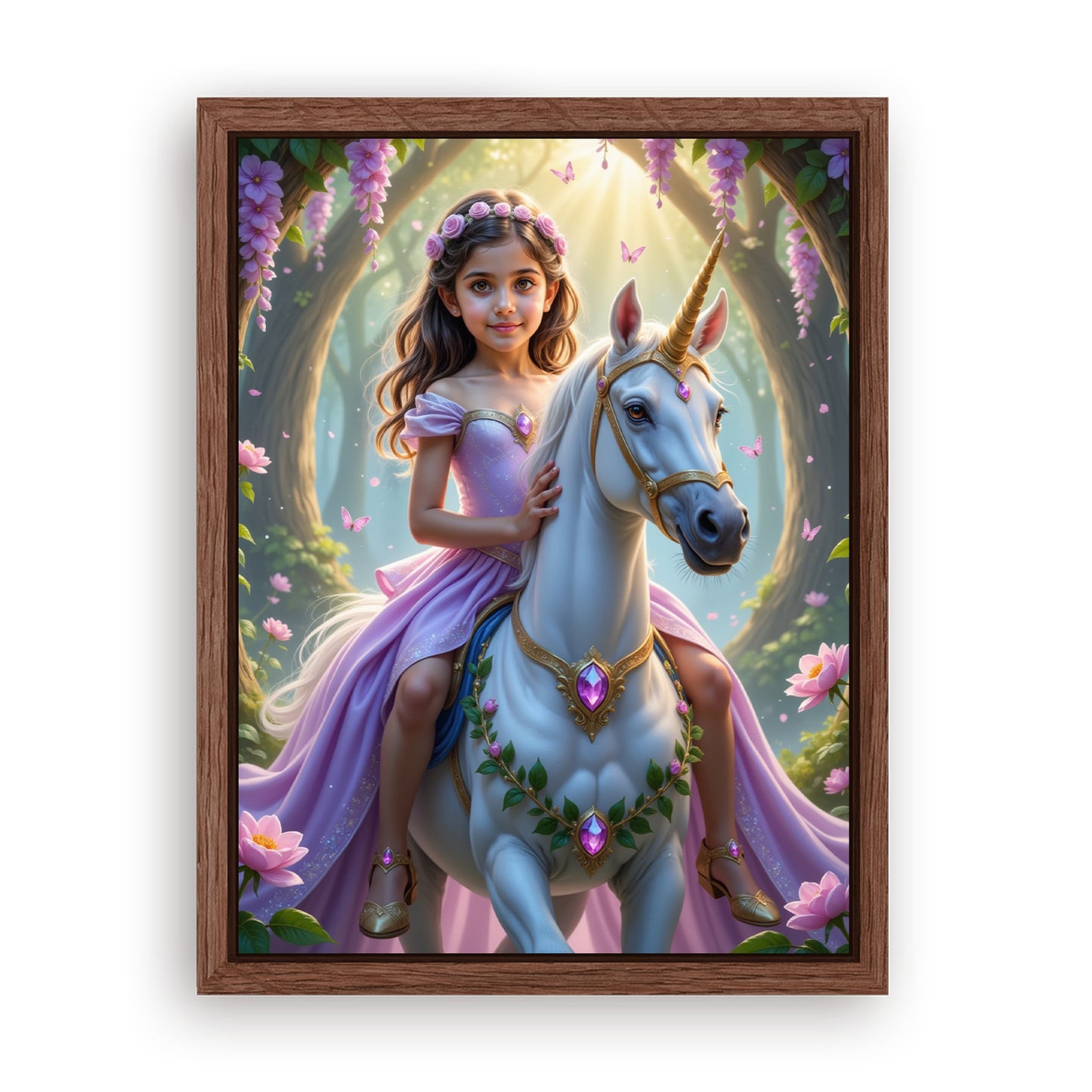 Save 33% When You Add A Frame To Your 12x16 'The Unicorn Princess' Canvas Now
