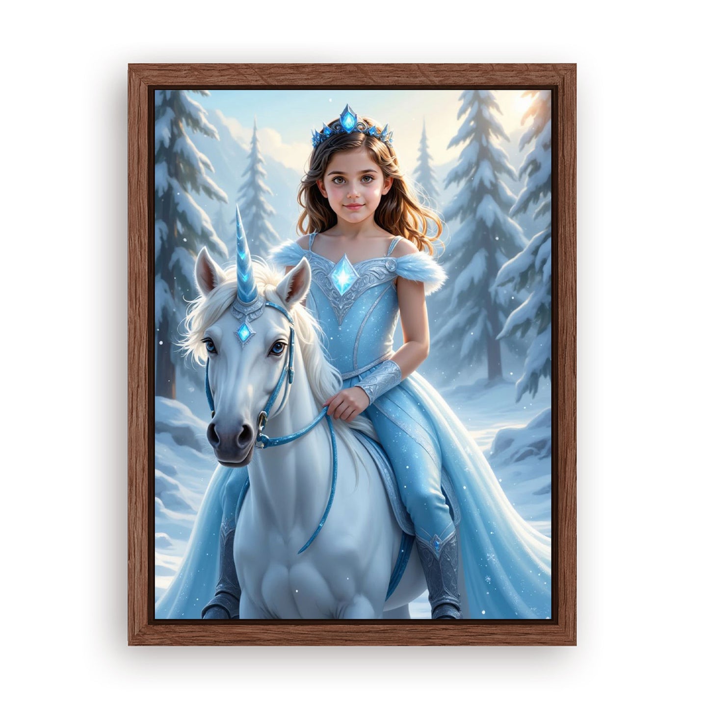 Save 40% When You Add A Frame To Your 12x16 'The Ice Unicorn Princess' Canvas Now
