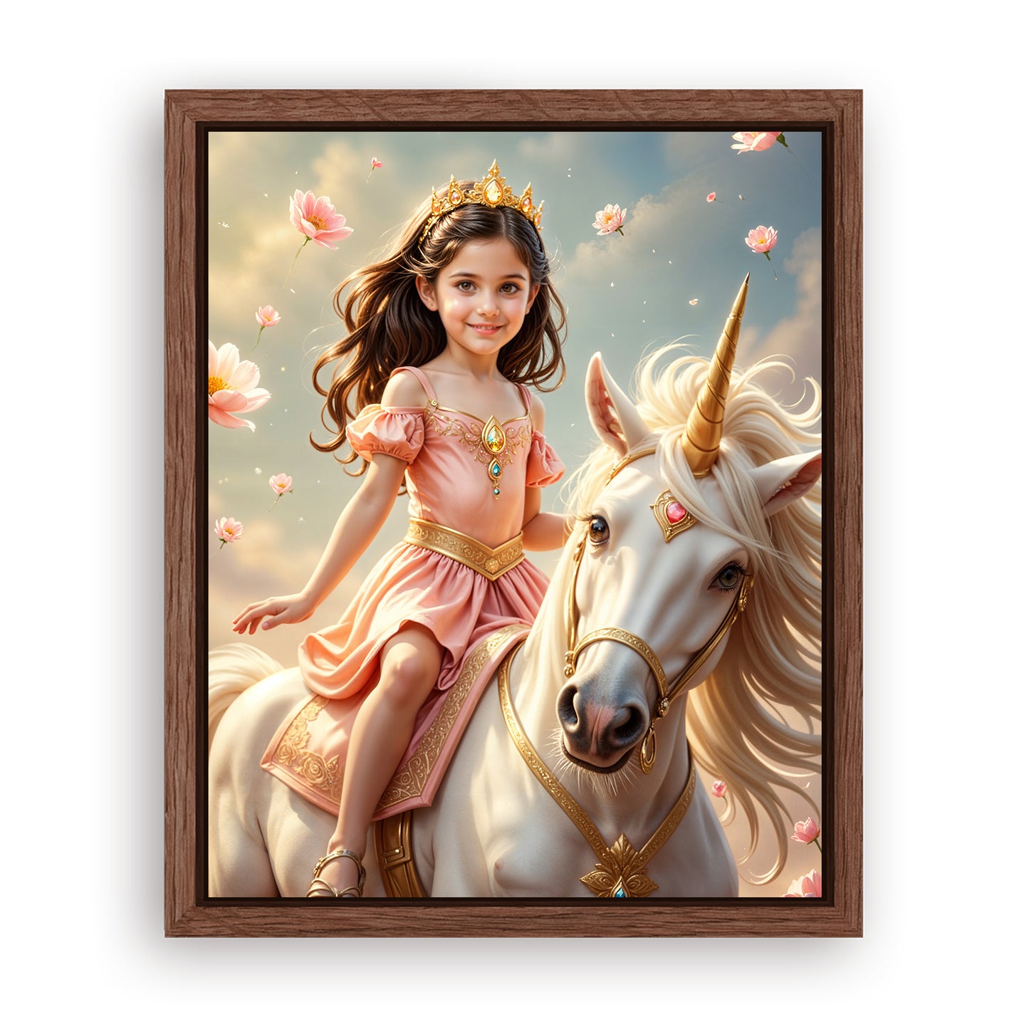 Save 33% When You Add A Frame To Your 16x20 'The Soft Bloom Unicorn Princess' Canvas Now