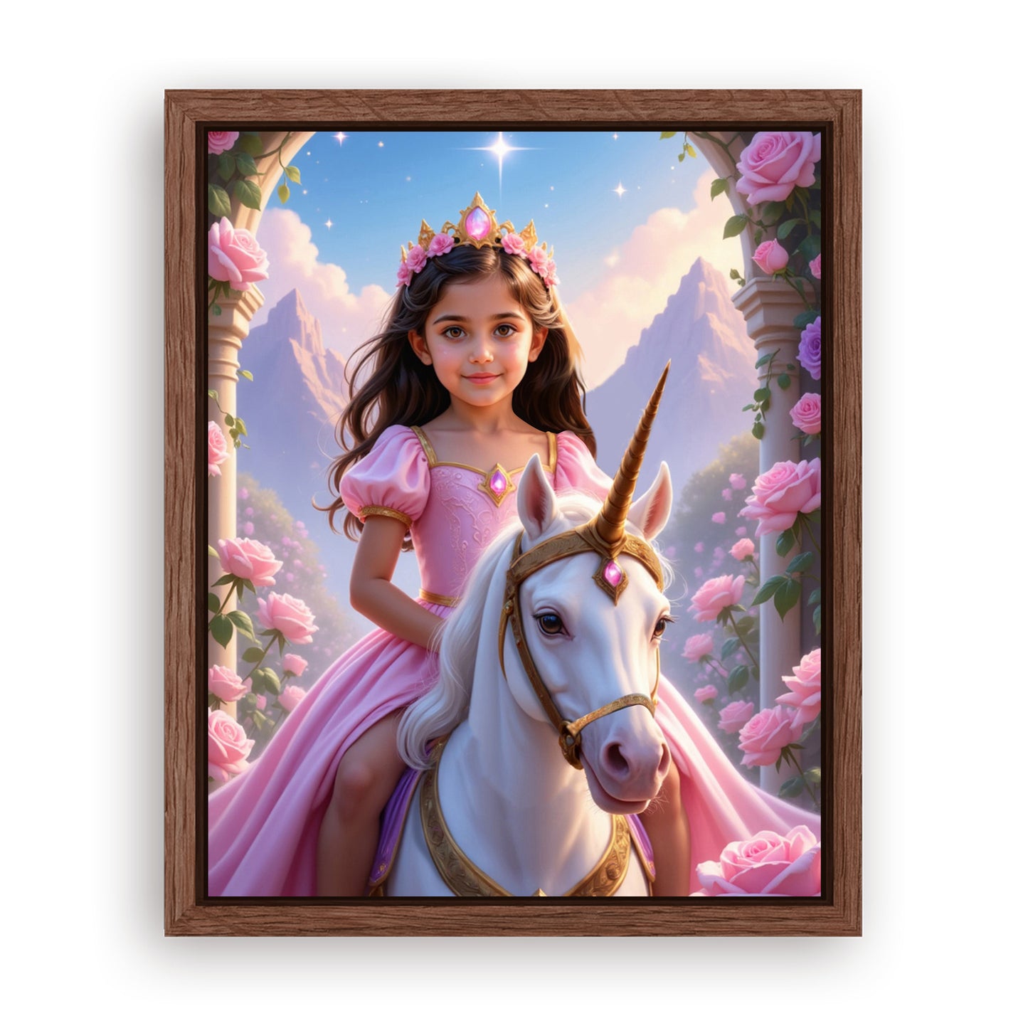 Save 33% When You Add A Frame To Your 10x08 'The Majestic Blossom Unicorn Princess' Canvas Now