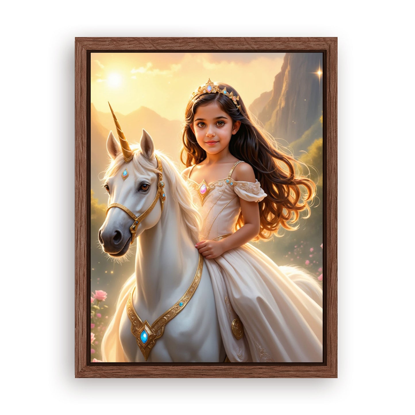 Save 33% When You Add A Frame To Your 18x24 'The Sunset Unicorn Princess' Canvas Now
