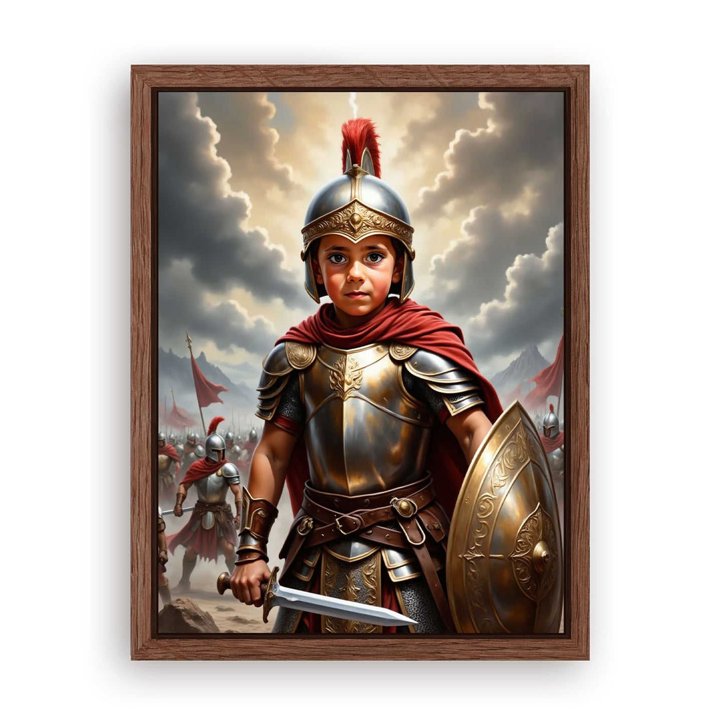 Save 33% When You Add A Frame To Your 18x24 'The Greek Spartan' Canvas Now