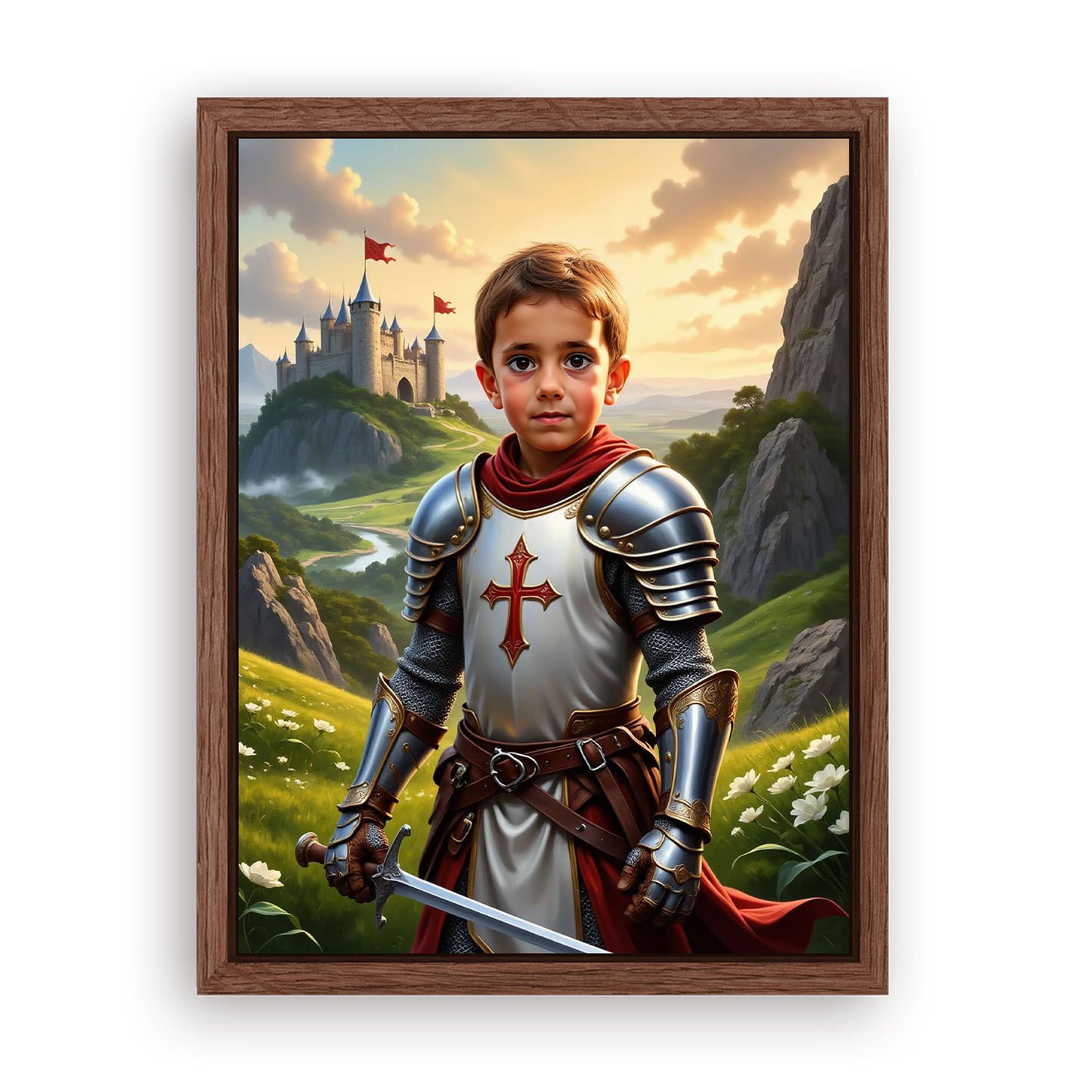 Save 33% When You Add A Frame To Your 12x16 'The Knight Crusader' Canvas Now