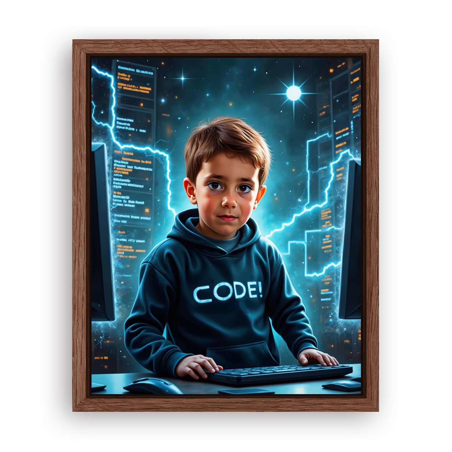 Make Your 16x20 Inches 'The Tech Genius' Canvas Even More Special, Add a Beautiful Premium Frame & Make It Truly Gift-Ready!