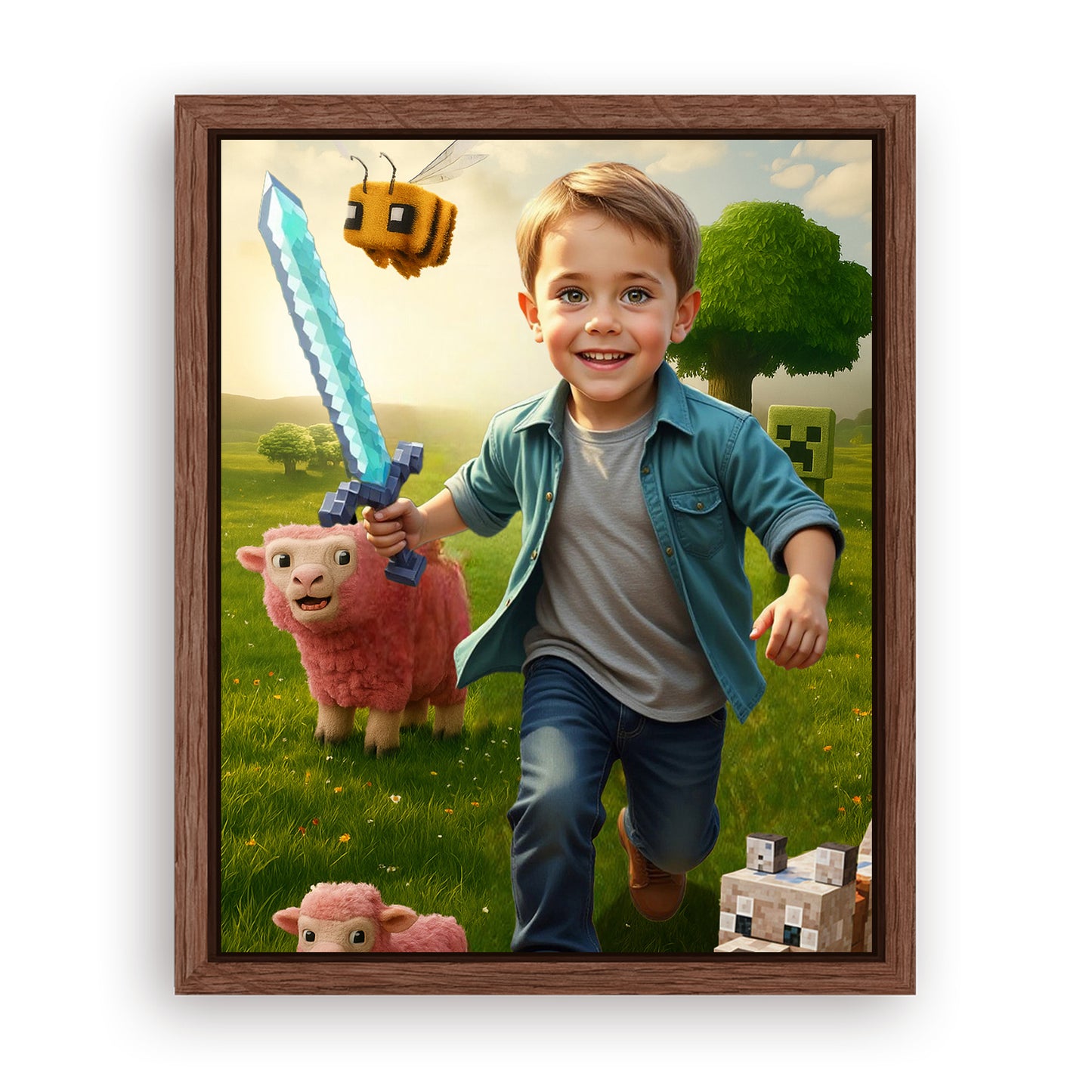 Save 33% When You Add A Frame To Your 10x08 'The Minecraft Kid' Canvas Now
