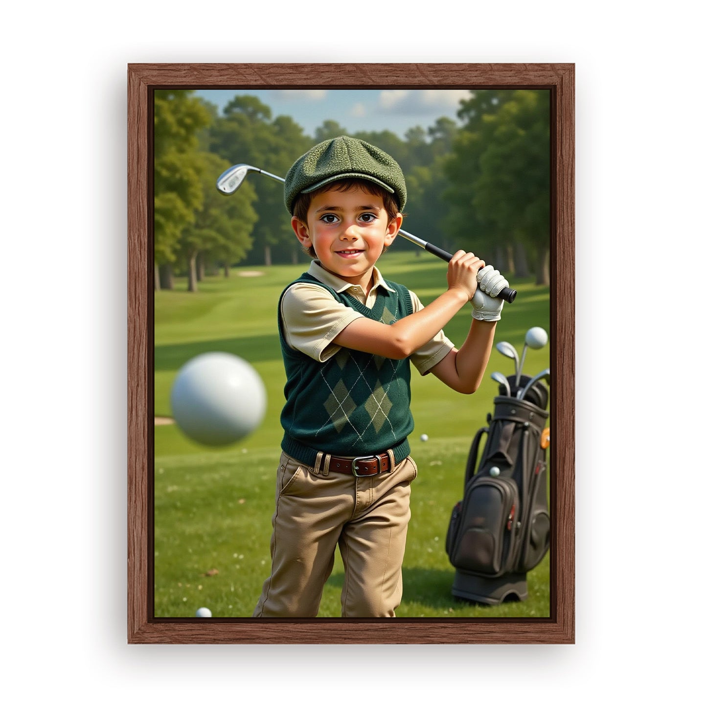 Make Your 12x16 Inches 'The Little Golfer' Canvas Even More Special, Add a Beautiful Premium Frame & Make It Truly Gift-Ready!