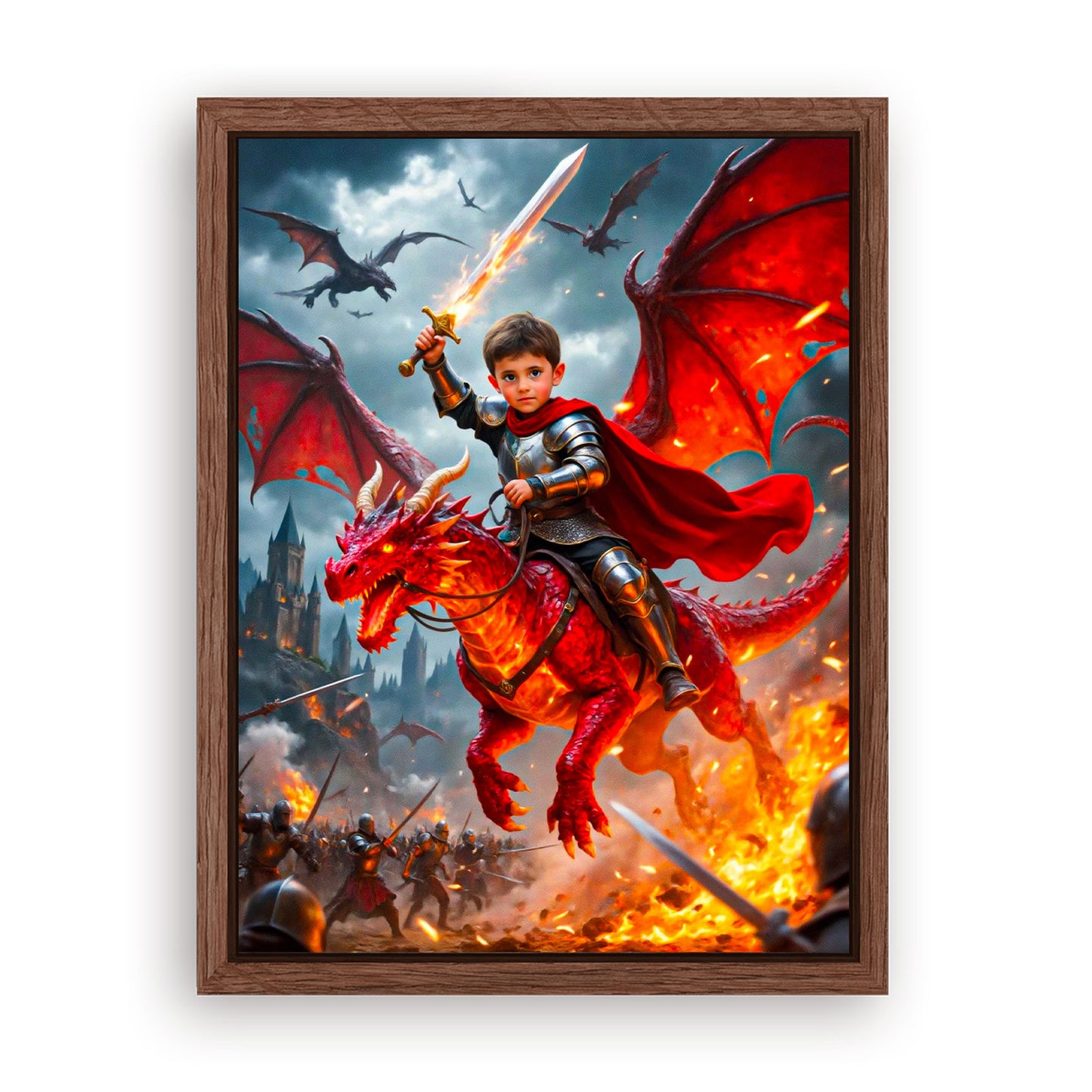 Save 33% When You Add A Frame To Your 12x16 'The Dragon Knight' Canvas Now