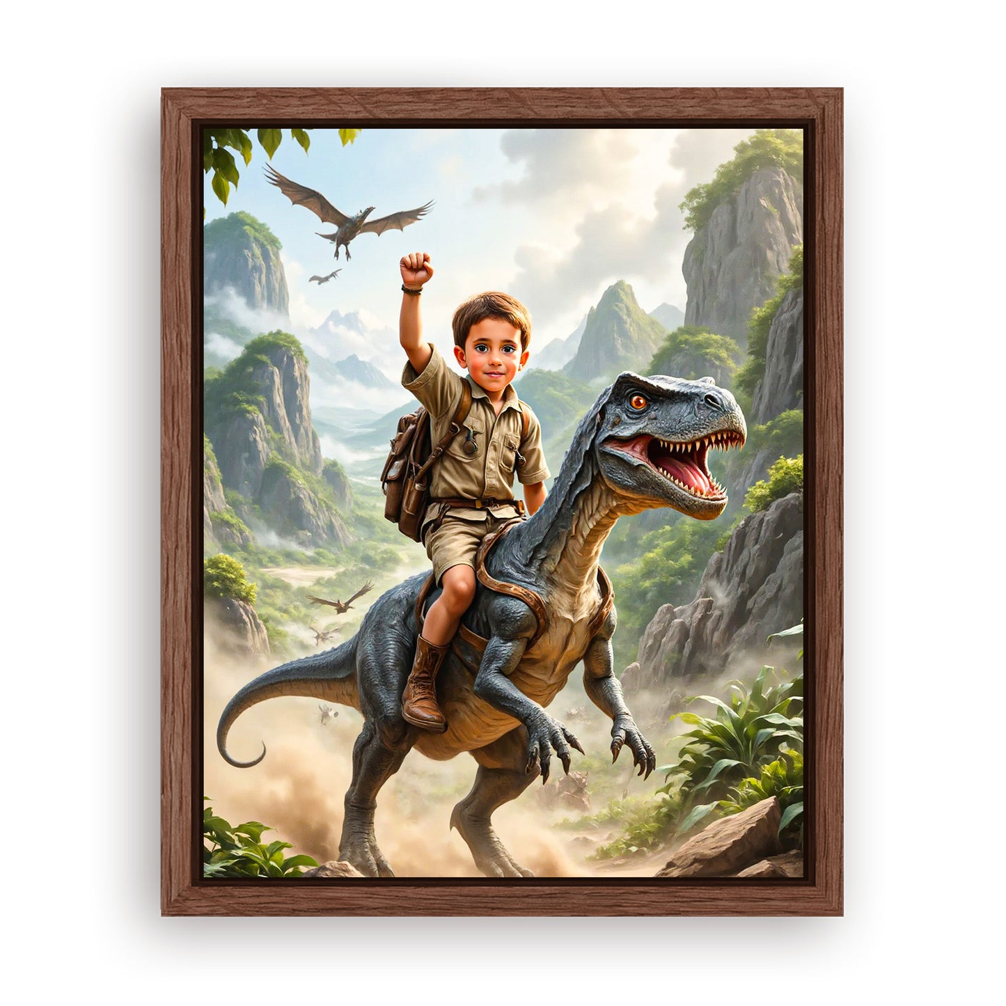Save 33% When You Add A Frame To Your 10x08 'The Dino Tamer' Canvas Now