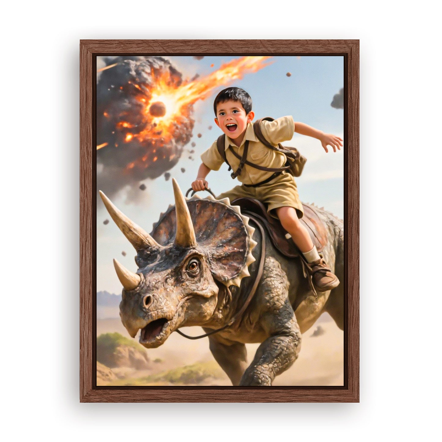 Make Your 12x16 Inches 'The Triceratops Patrol' Canvas Even More Special, Add a Beautiful Premium Frame & Make It Truly Gift-Ready!