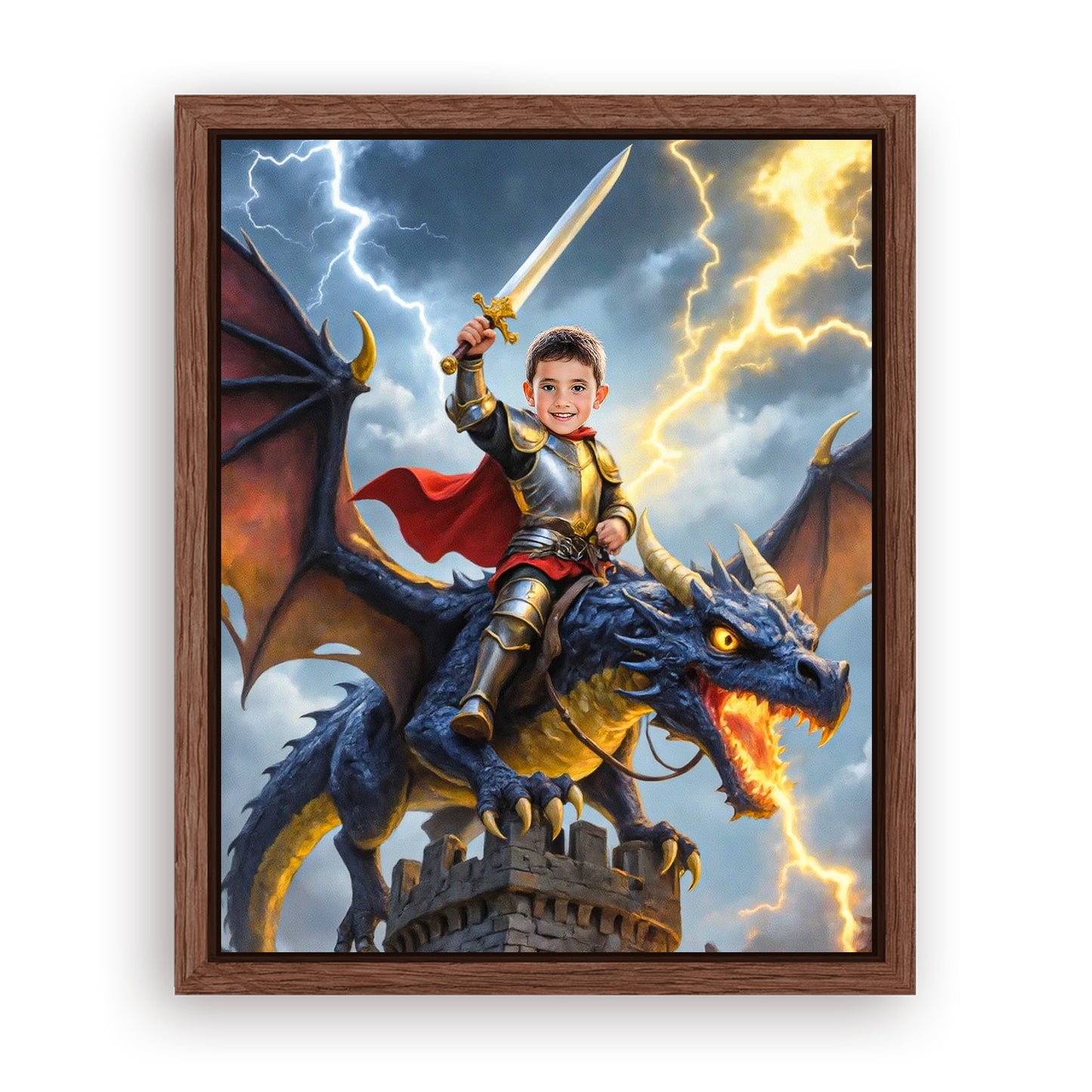 Save 33% When You Add A Frame To Your 16x20 'The Storm Dragon Knight' Canvas Now