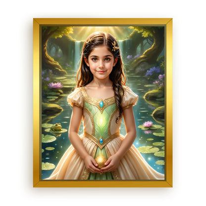 Save 33% When You Add A Frame To Your 16x20 'The Frog Princess by the Pond' Canvas Now
