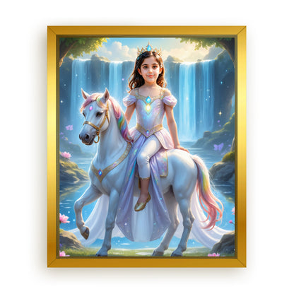 Save 33% When You Add A Frame To Your 10x08 'The Unicorn Rider Princess' Canvas Now