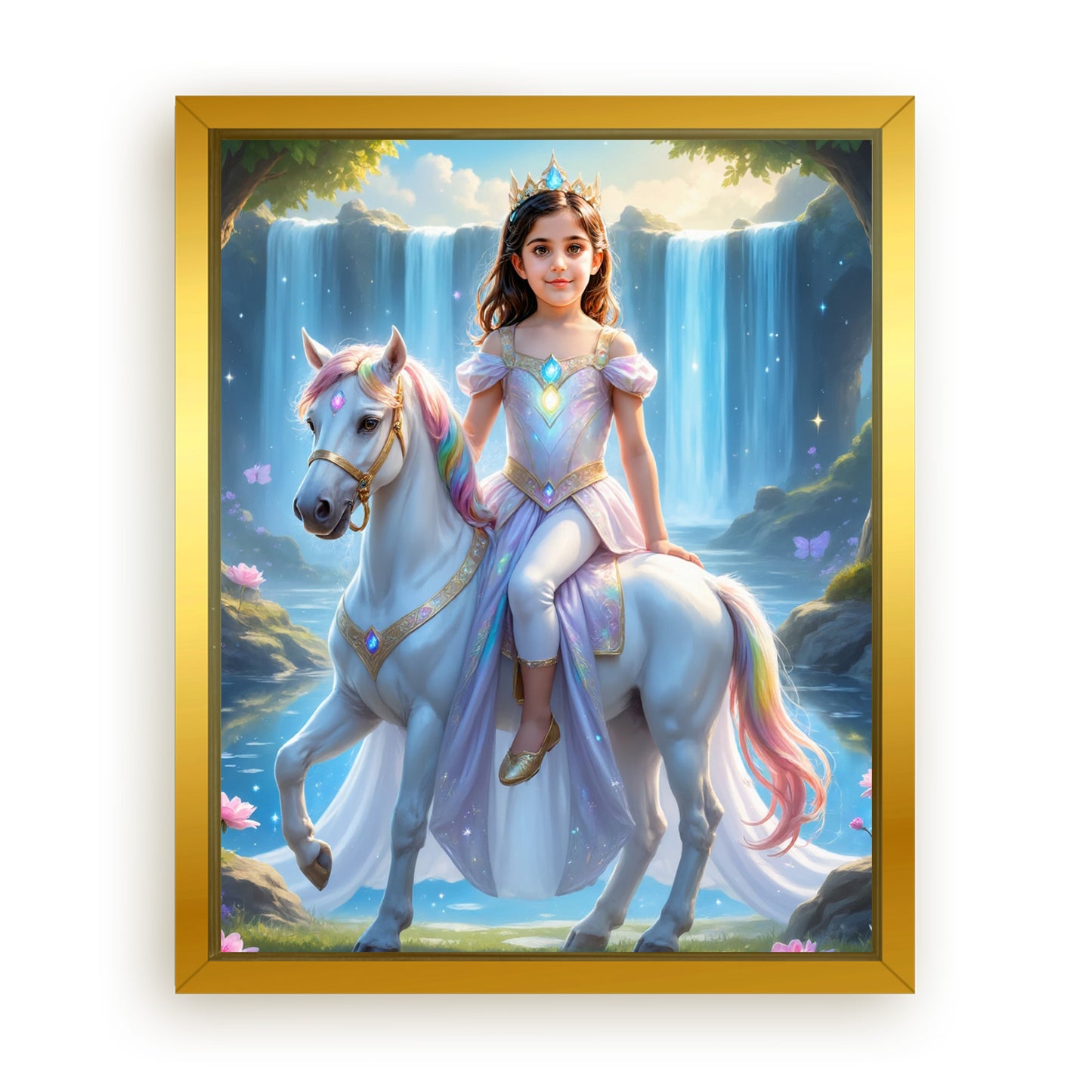 Save 33% When You Add A Frame To Your 18x24 'The Unicorn Rider Princess' Canvas Now