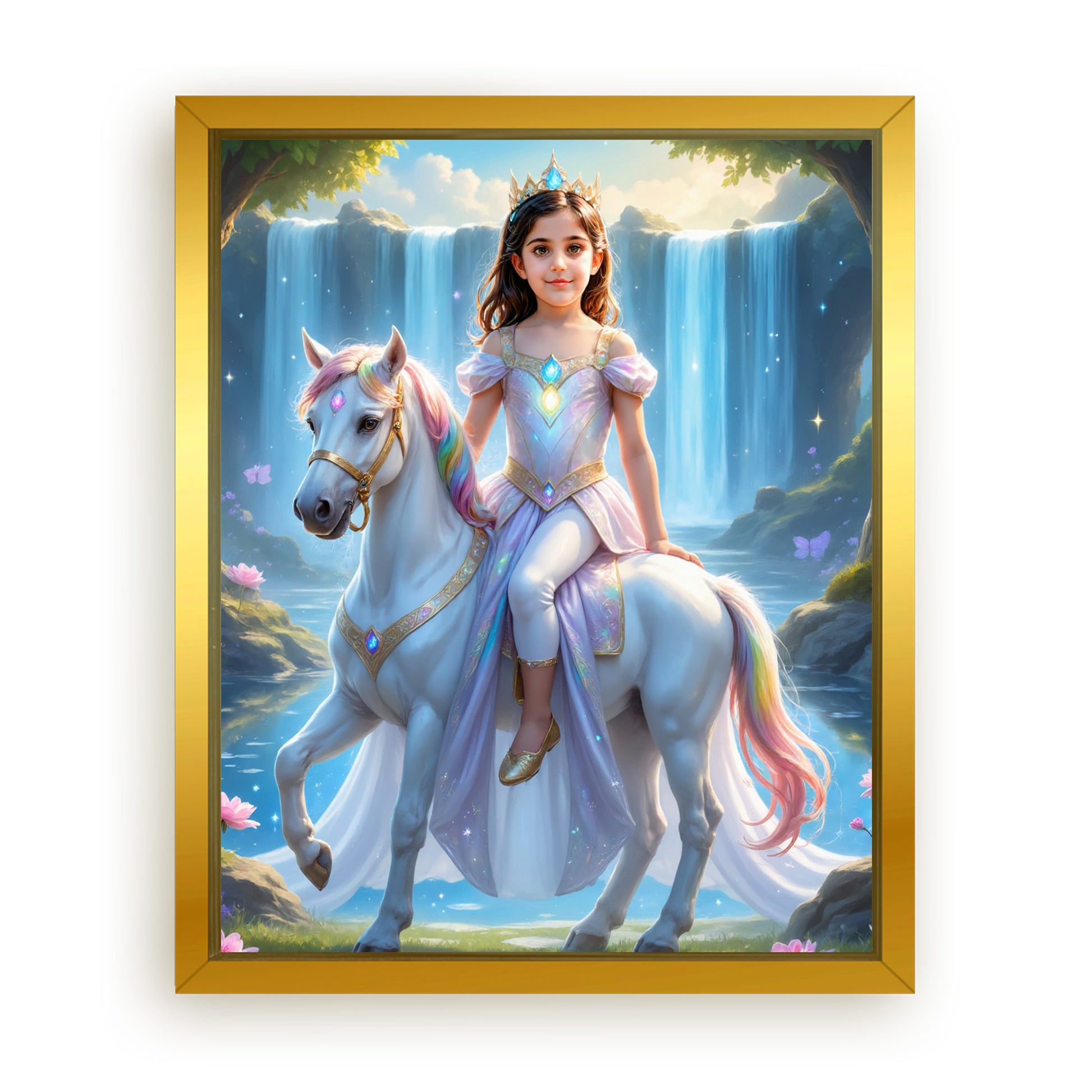 Save 33% When You Add A Frame To Your 18x24 'The Unicorn Rider Princess' Canvas Now