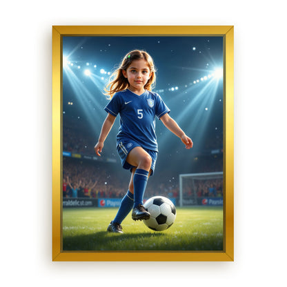 Save 33% When You Add A Frame To Your 12x16 'The Soccer Striker' Canvas Now
