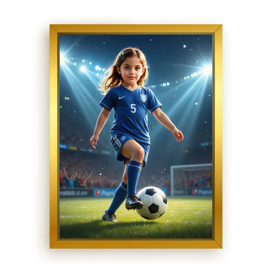 Save 33% When You Add A Frame To Your 12x16 'The Soccer Striker' Canvas Now