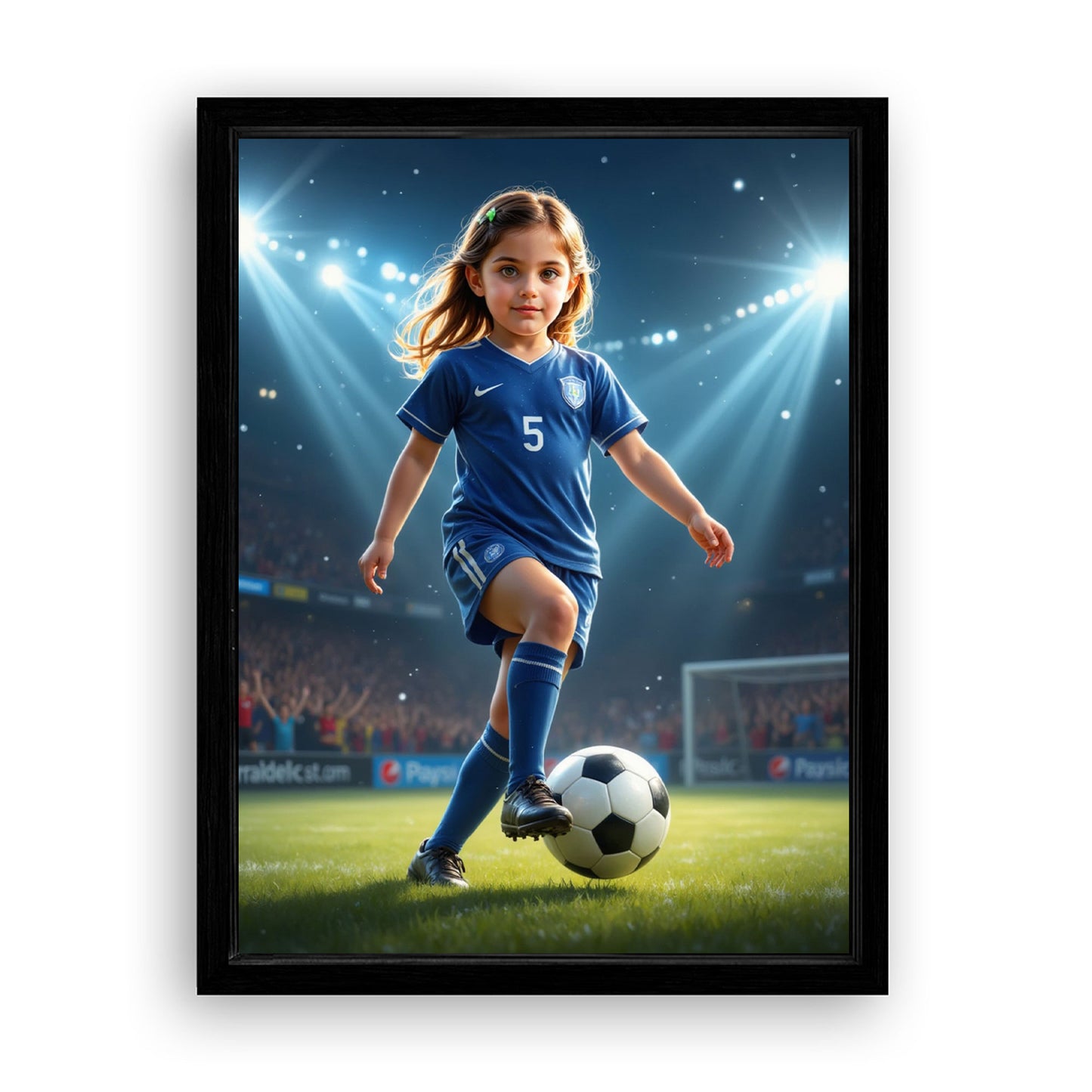 Save 33% When You Add A Frame To Your 18x24 'The Soccer Striker' Canvas Now