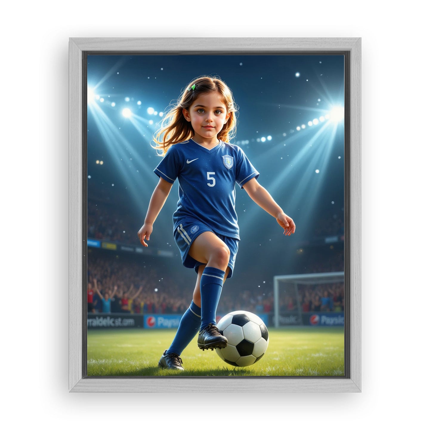 Save 33% When You Add A Frame To Your 10x08 'The Soccer Striker' Canvas Now