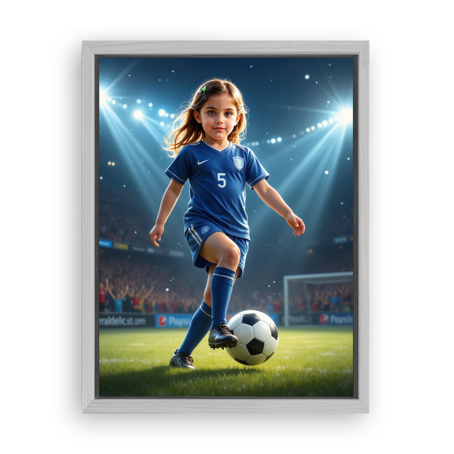 Save 33% When You Add A Frame To Your 12x16 'The Soccer Striker' Canvas Now