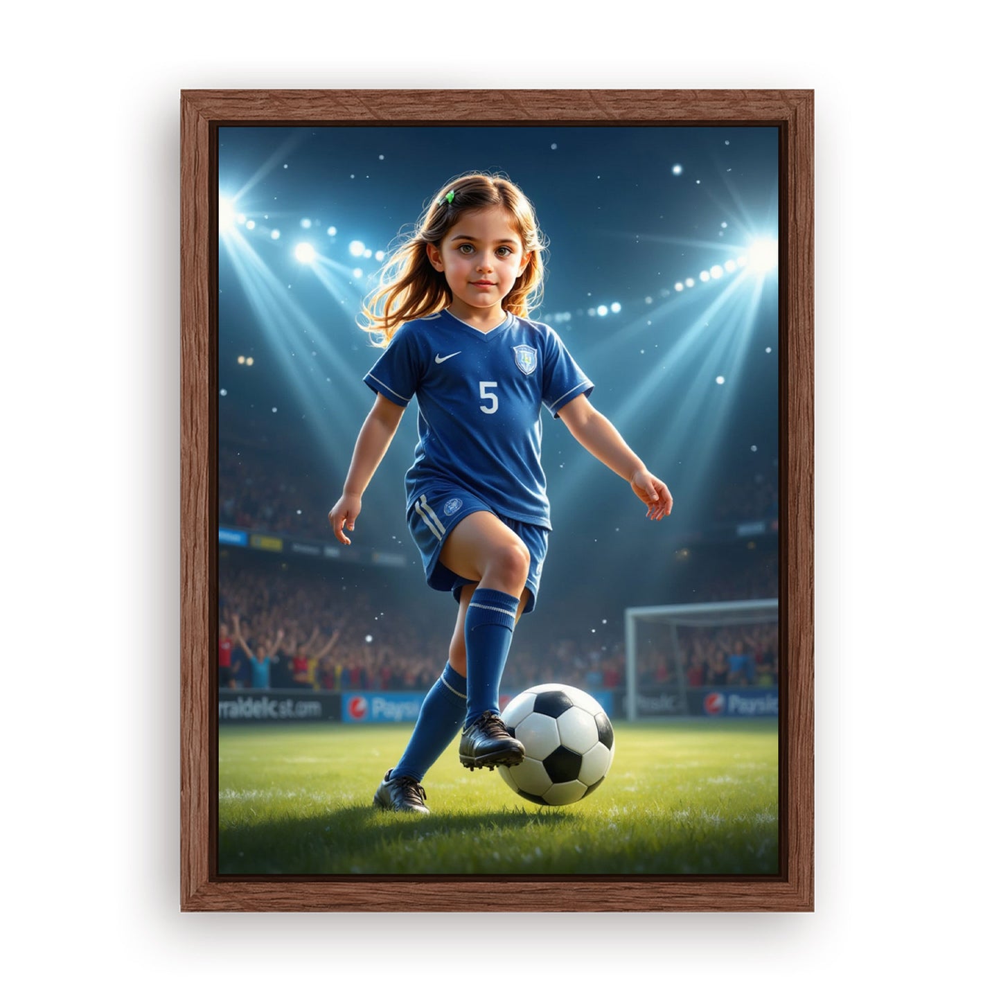 Save 33% When You Add A Frame To Your 18x24 'The Soccer Striker' Canvas Now