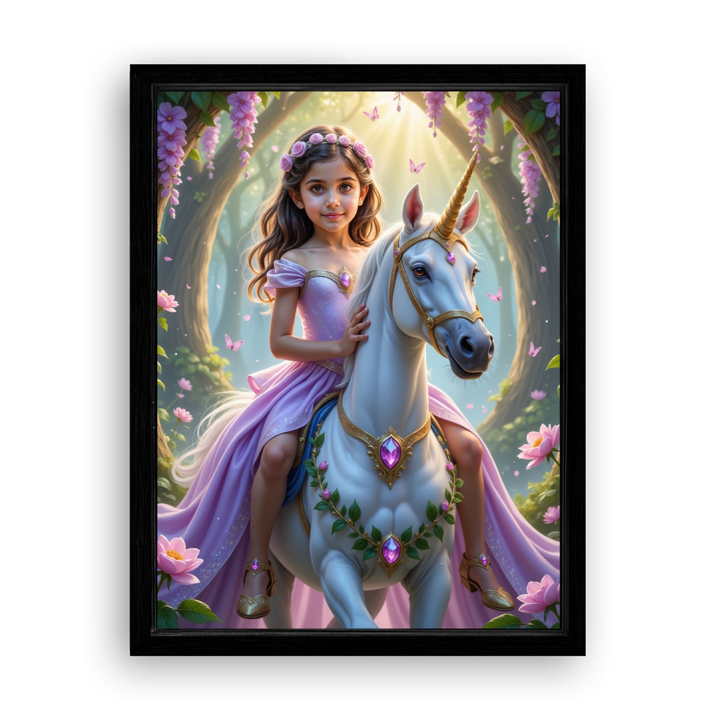 Save 33% When You Add A Frame To Your 18x24 'The Unicorn Princess' Canvas Now