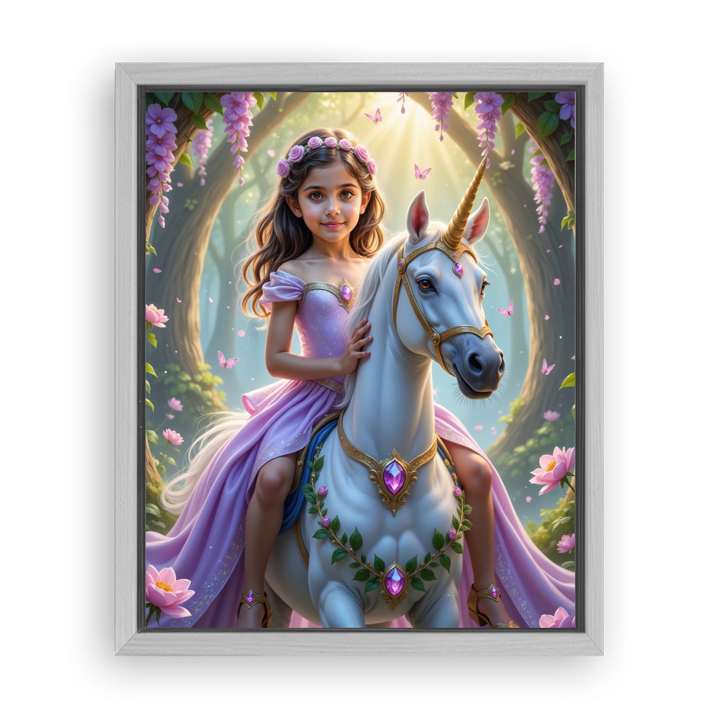 Save 33% When You Add A Frame To Your 10x08 'The Unicorn Princess' Canvas Now