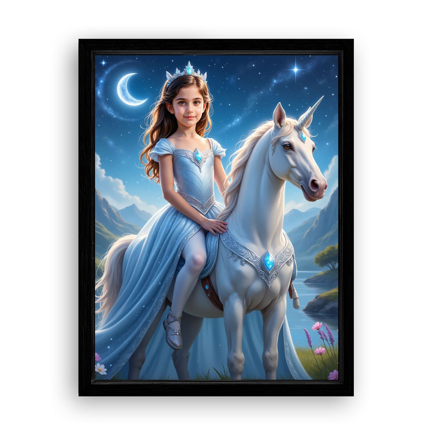Save 33% When You Add A Frame To Your 12x16 'The Star Galaxy Unicorn Princess' Canvas Now