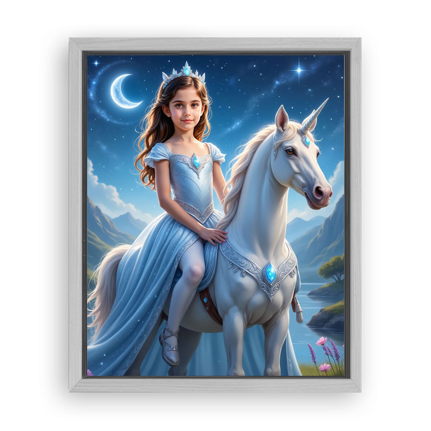 Save 33% When You Add A Frame To Your 10x08 'The Star Galaxy Unicorn Princess' Canvas Now