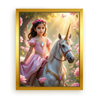 Save 33% When You Add A Frame To Your 16x20 'The Roselight Unicorn Princess' Canvas Now