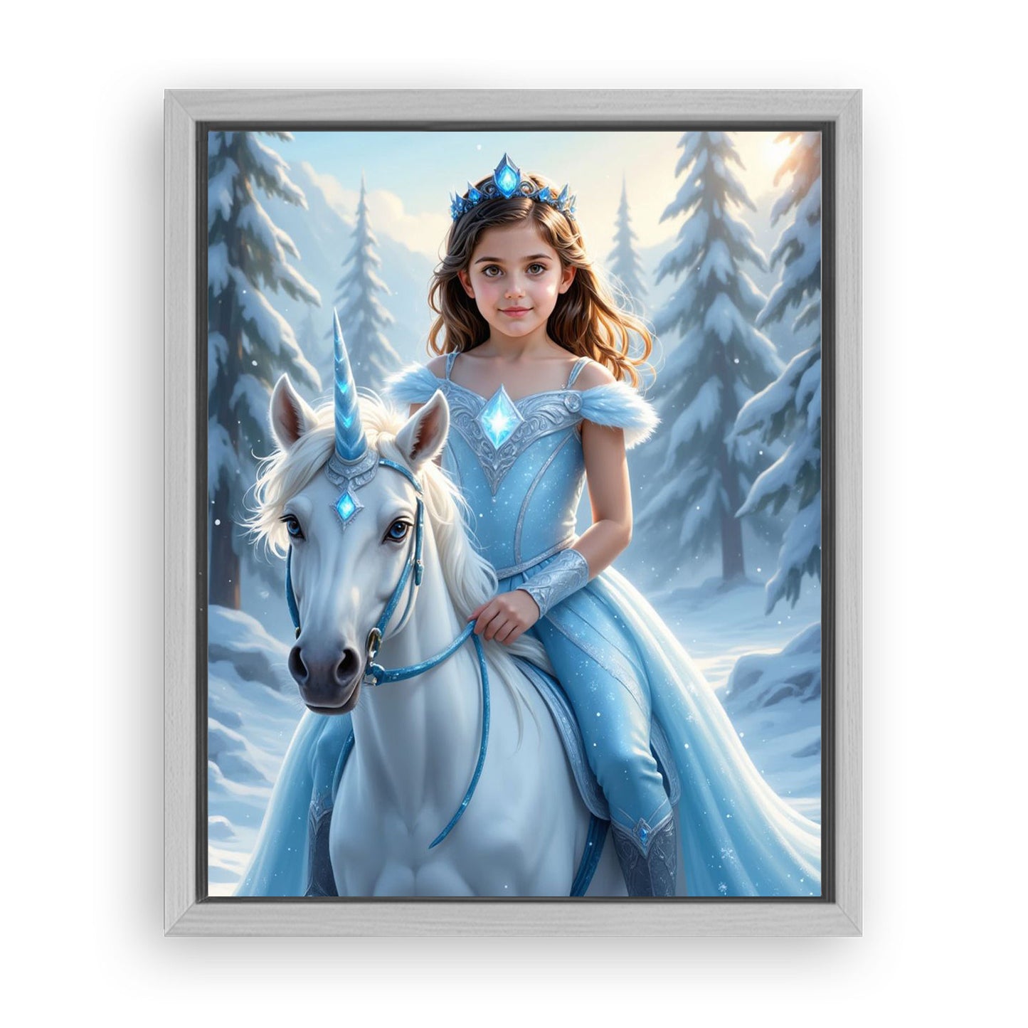 Save 40% When You Add A Frame To Your 10x08 'The Ice Unicorn Princess' Canvas Now