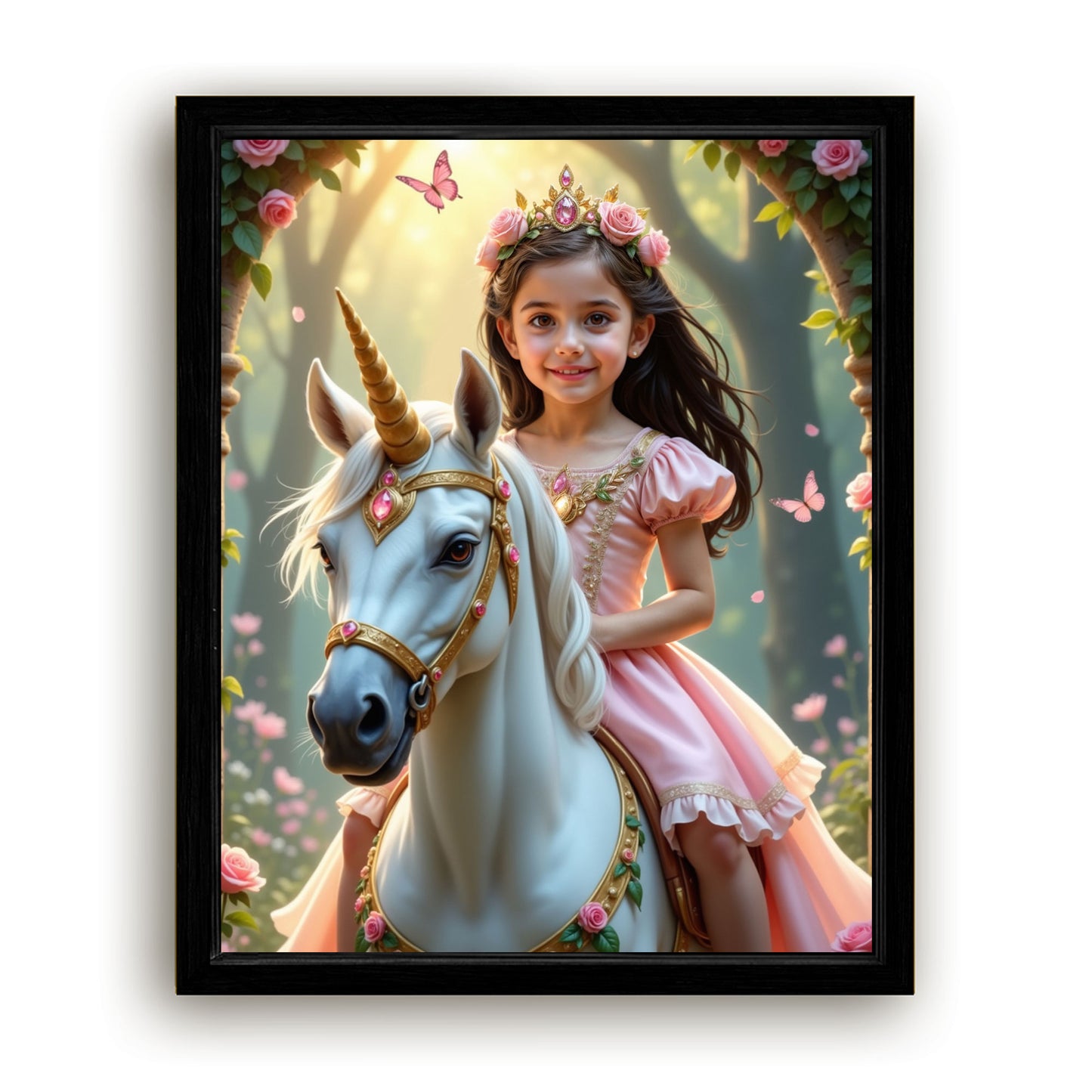Save 40% When You Add A Frame To Your 16x20 'The Enchanted Unicorn Princess' Canvas Now
