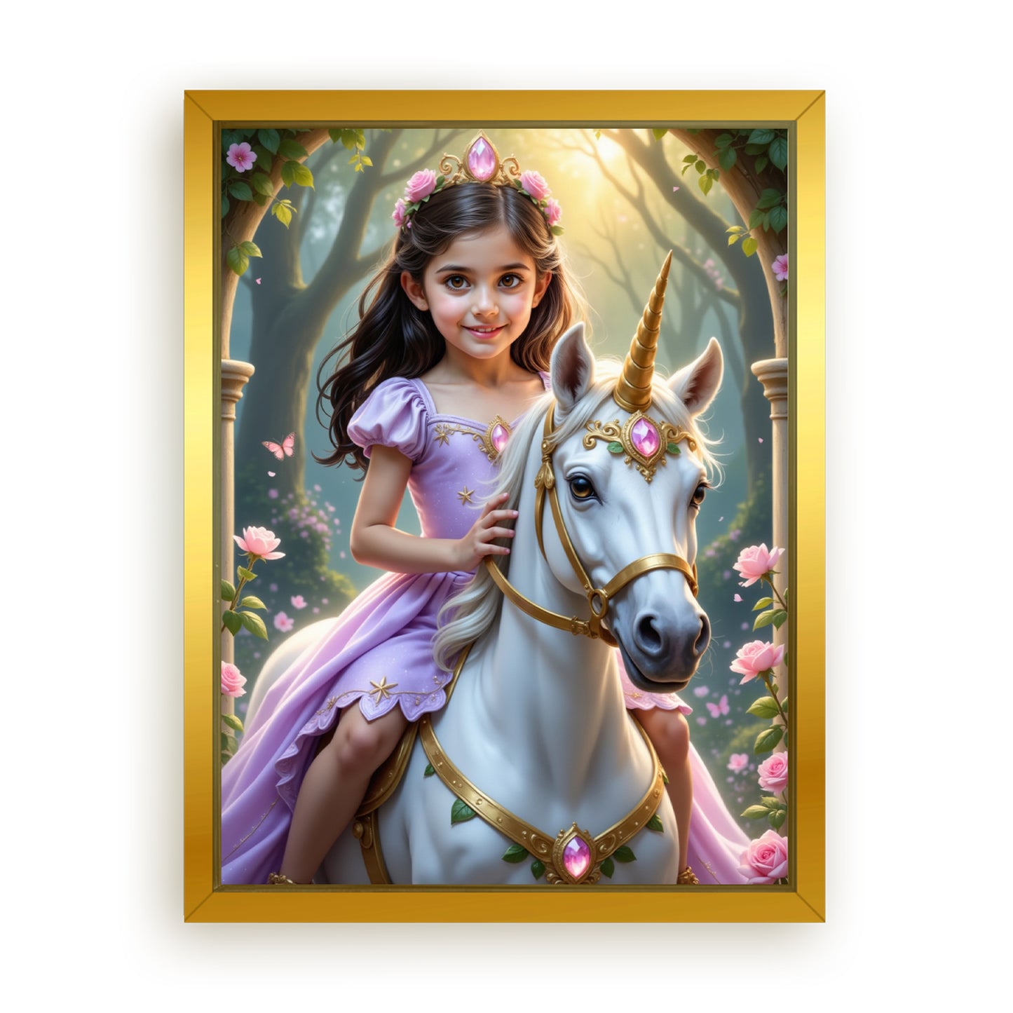 Save 40% When You Add A Frame To Your 12x16 'The Rose Blossom Unicorn Princess' Canvas Now