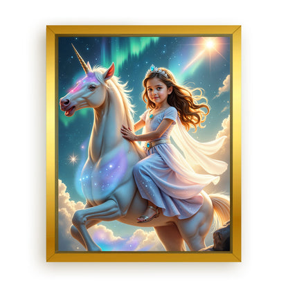 Save 33% When You Add A Frame To Your 10x08 'The Aurora Unicorn Princess' Canvas Now