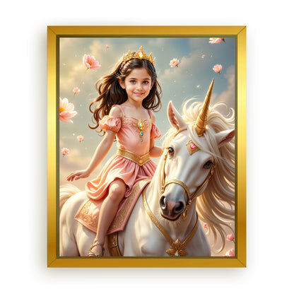 Save 33% When You Add A Frame To Your 10x08 'The Soft Bloom Unicorn Princess' Canvas Now