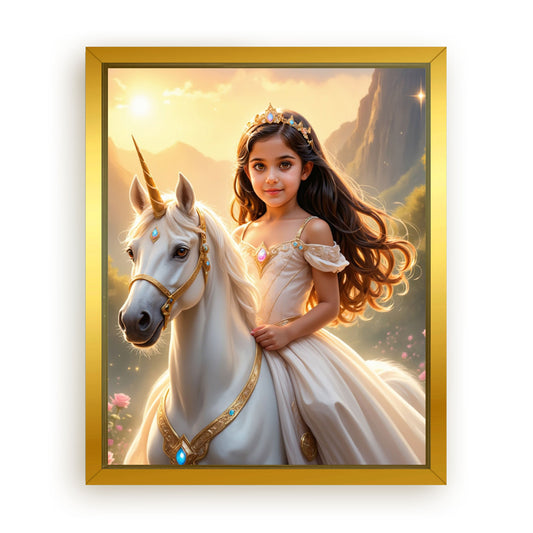 Save 33% When You Add A Frame To Your 10x08 'The Sunset Unicorn Princess' Canvas Now