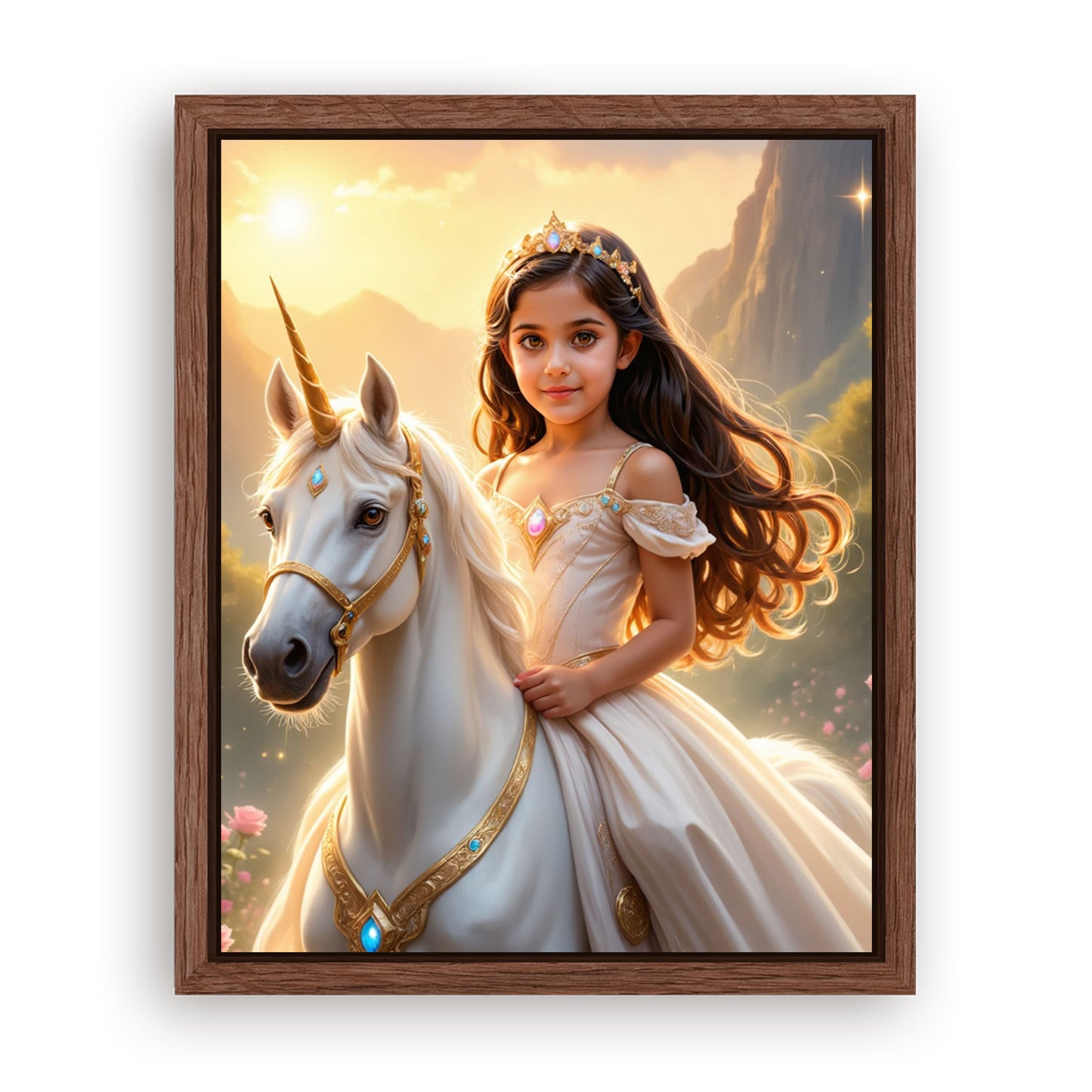 Save 33% When You Add A Frame To Your 16x20 'The Sunset Unicorn Princess' Canvas Now