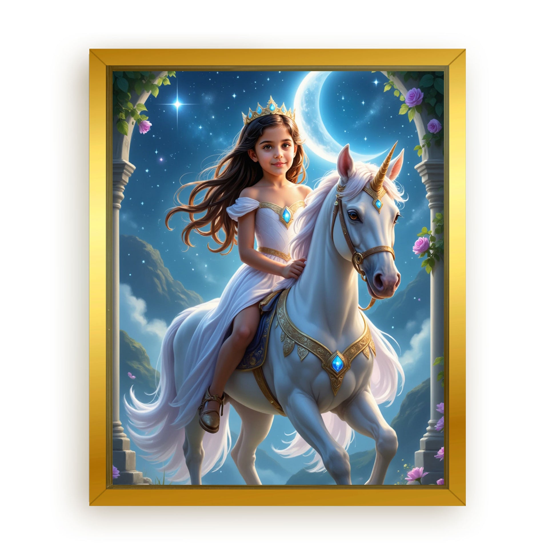 Save 33% When You Add A Frame To Your 16x20 'The Skyglow Unicorn Princess' Canvas Now
