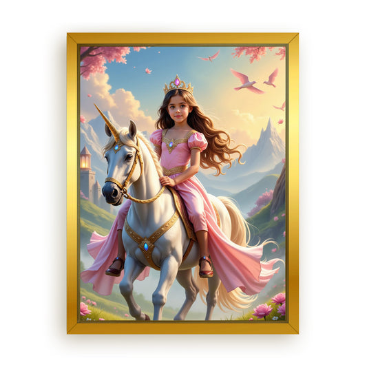 Save 33% When You Add A Frame To Your 18x24 'The Pink Unicorn Princess' Canvas Now