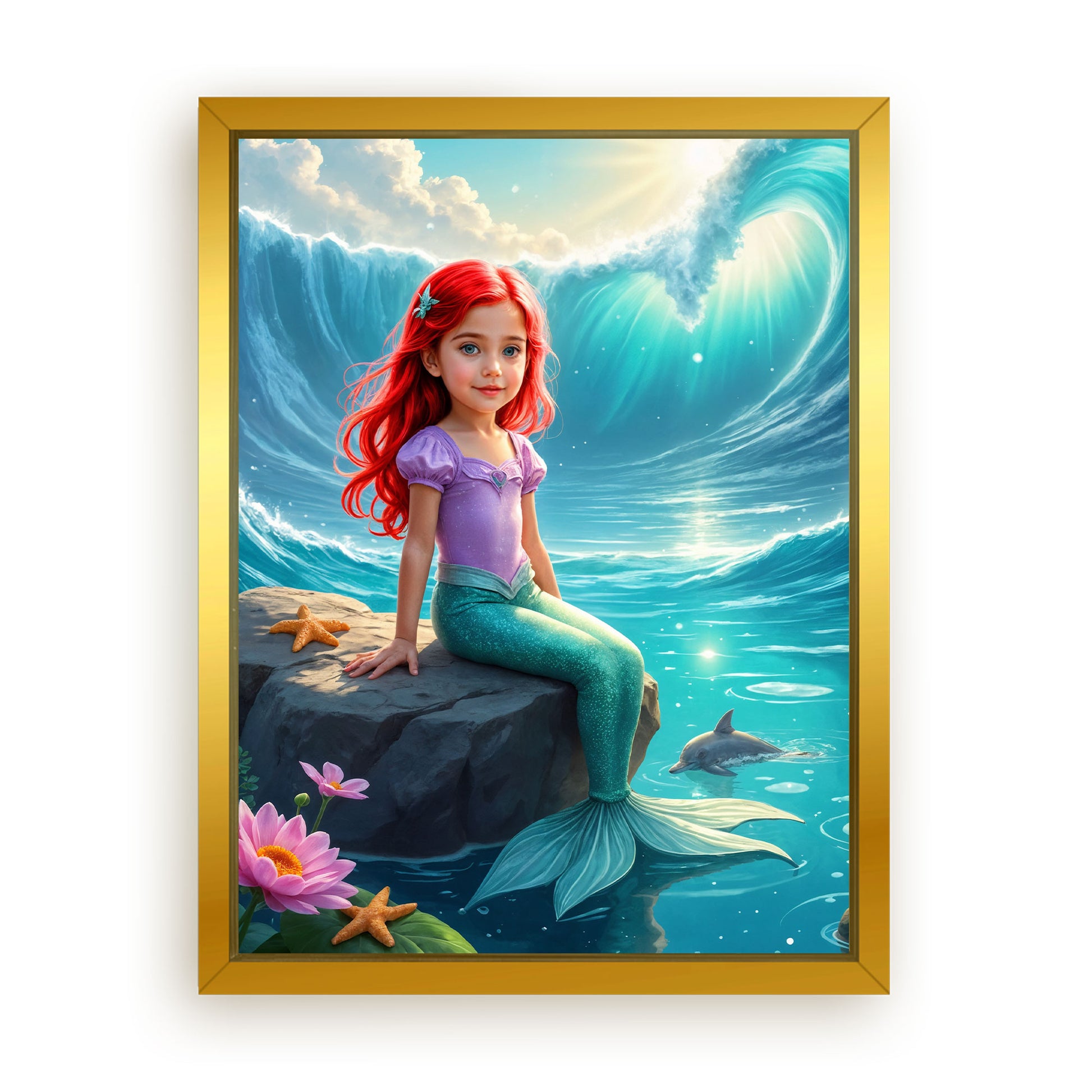 Save 33% When You Add A Frame To Your 12x16 'The Dolphin Princess' Canvas Now