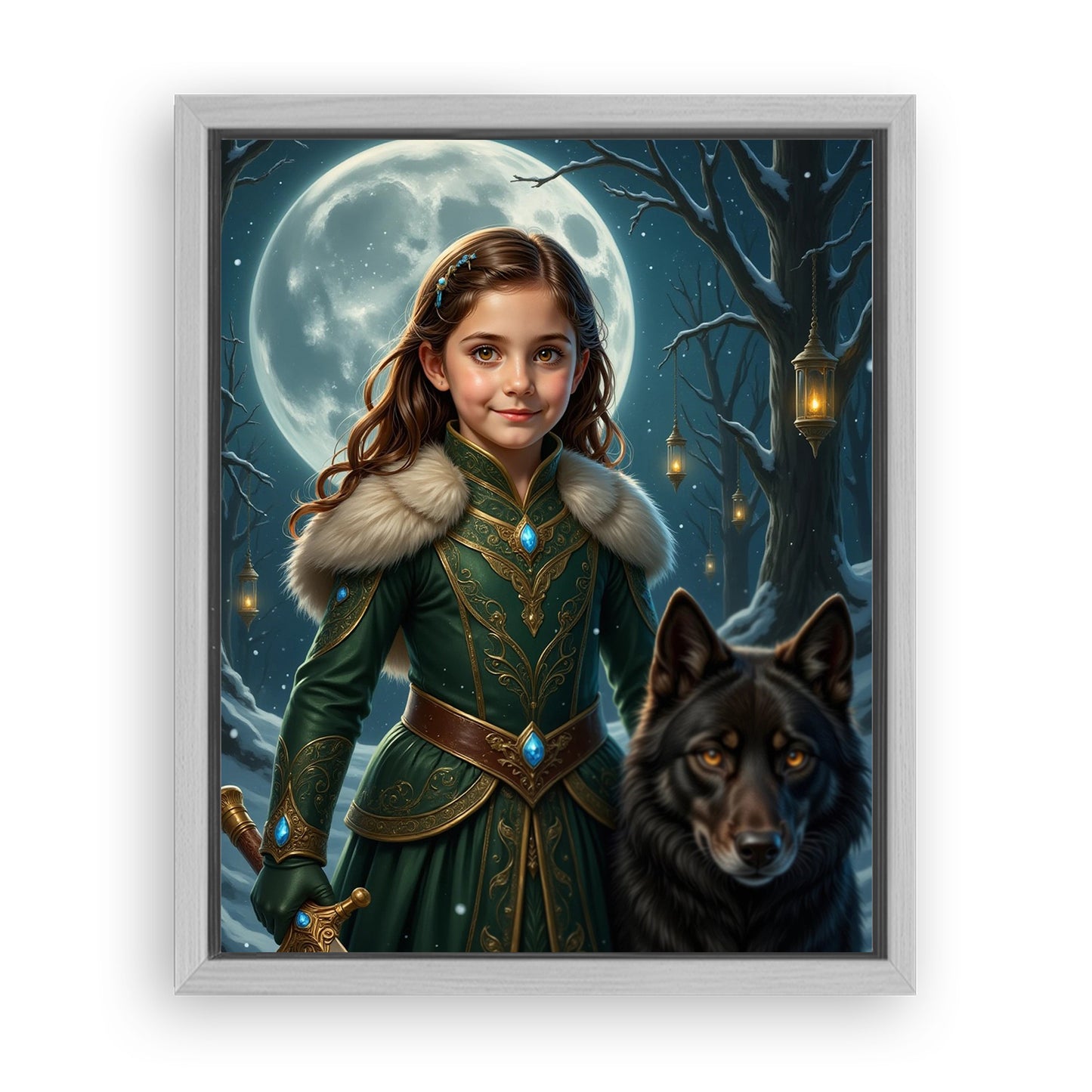 Make Your 16x20 Inches 'The Wolf Princess' Canvas Even More Special, Add a Beautiful Premium Frame & Make It Truly Gift-Ready!
