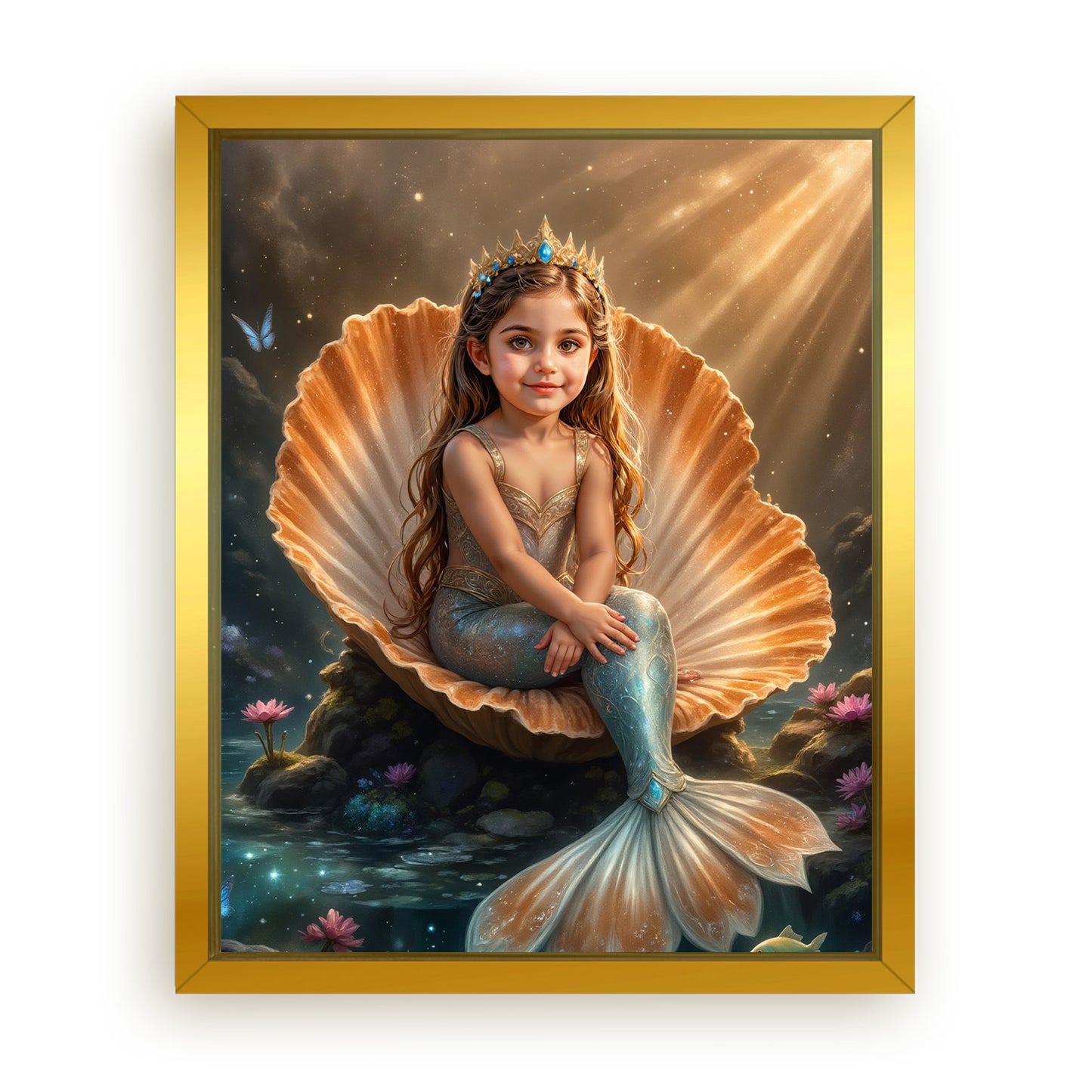 Save 33% When You Add A Frame To Your 10x08 'The Seashell Princess' Canvas Now