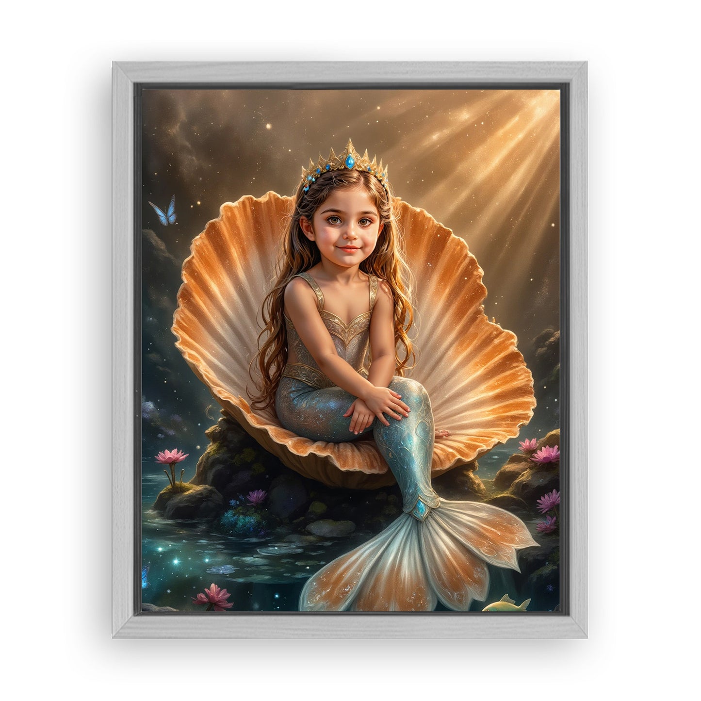 Save 33% When You Add A Frame To Your 10x08 'The Seashell Princess' Canvas Now
