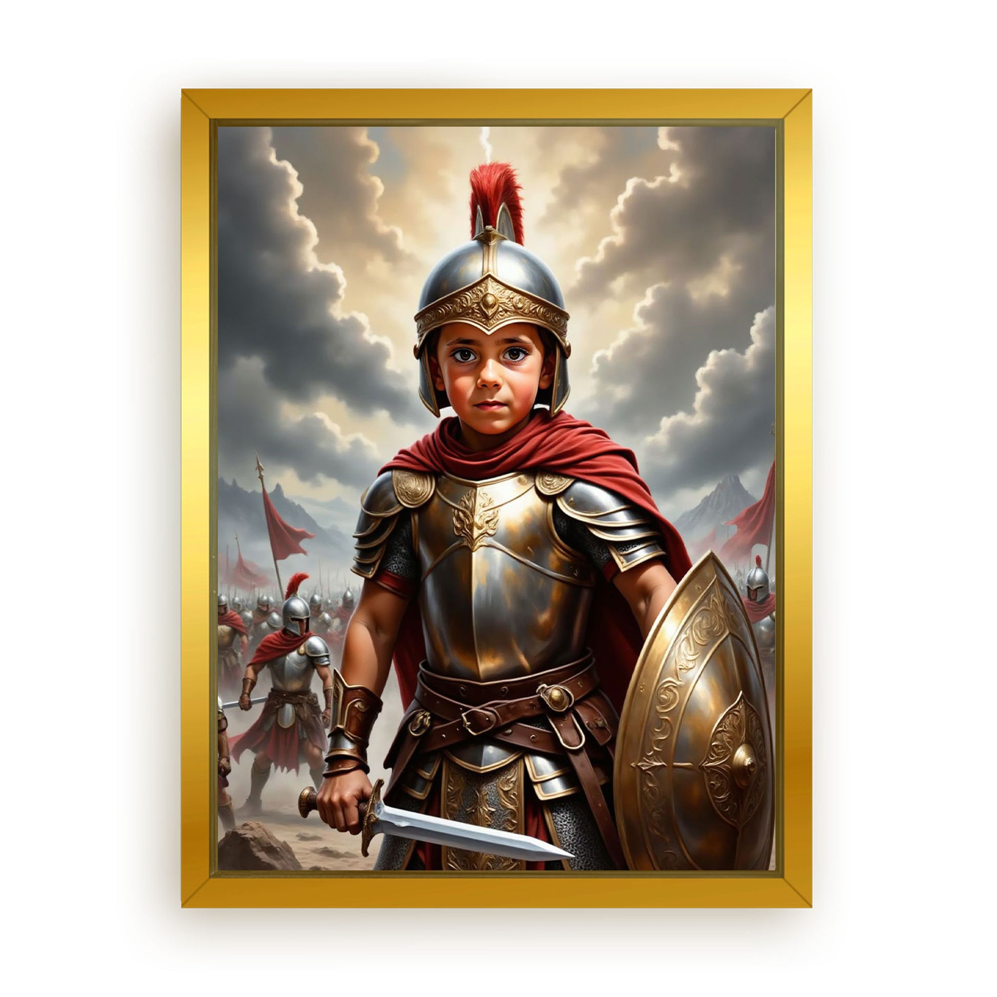 Save 33% When You Add A Frame To Your 18x24 'The Greek Spartan' Canvas Now