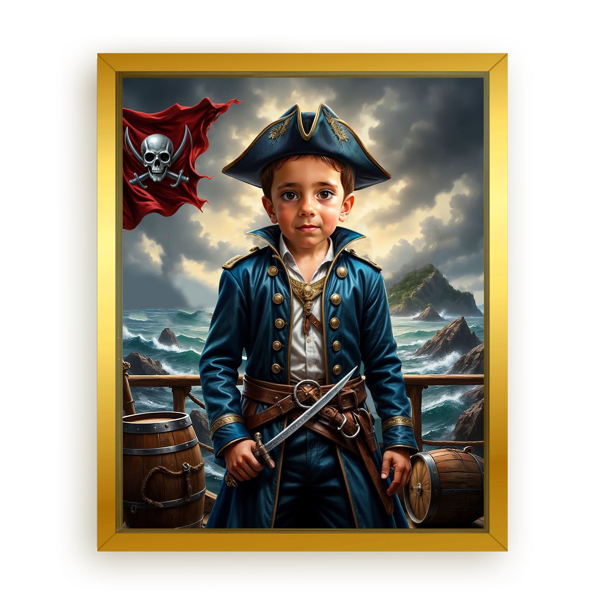 Make Your 16x20 Inches 'The Daring Pirate Captain' Canvas Even More Special, Add a Beautiful Premium Frame & Make It Truly Gift-Ready!