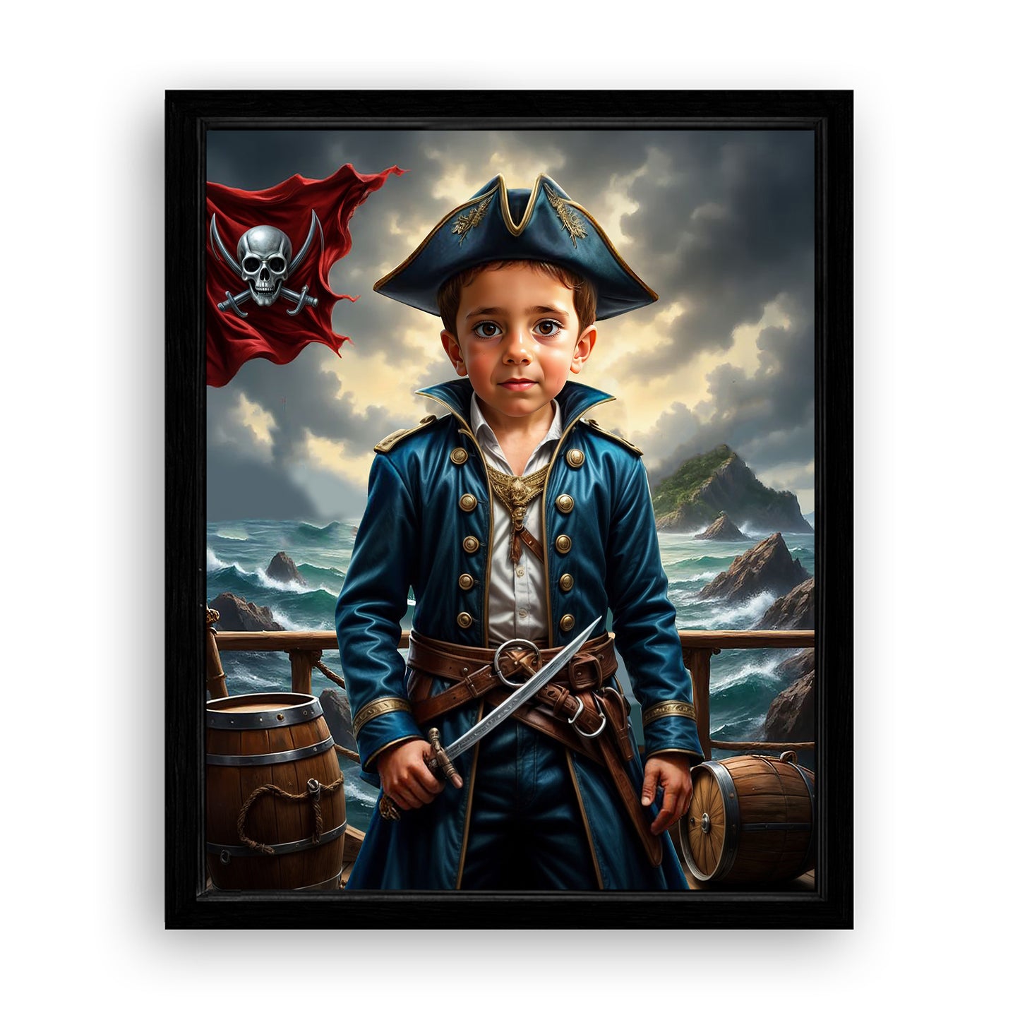 Make Your 10x08 Inches 'The Daring Pirate Captain' Canvas Even More Special, Add a Beautiful Premium Frame & Make It Truly Gift-Ready!