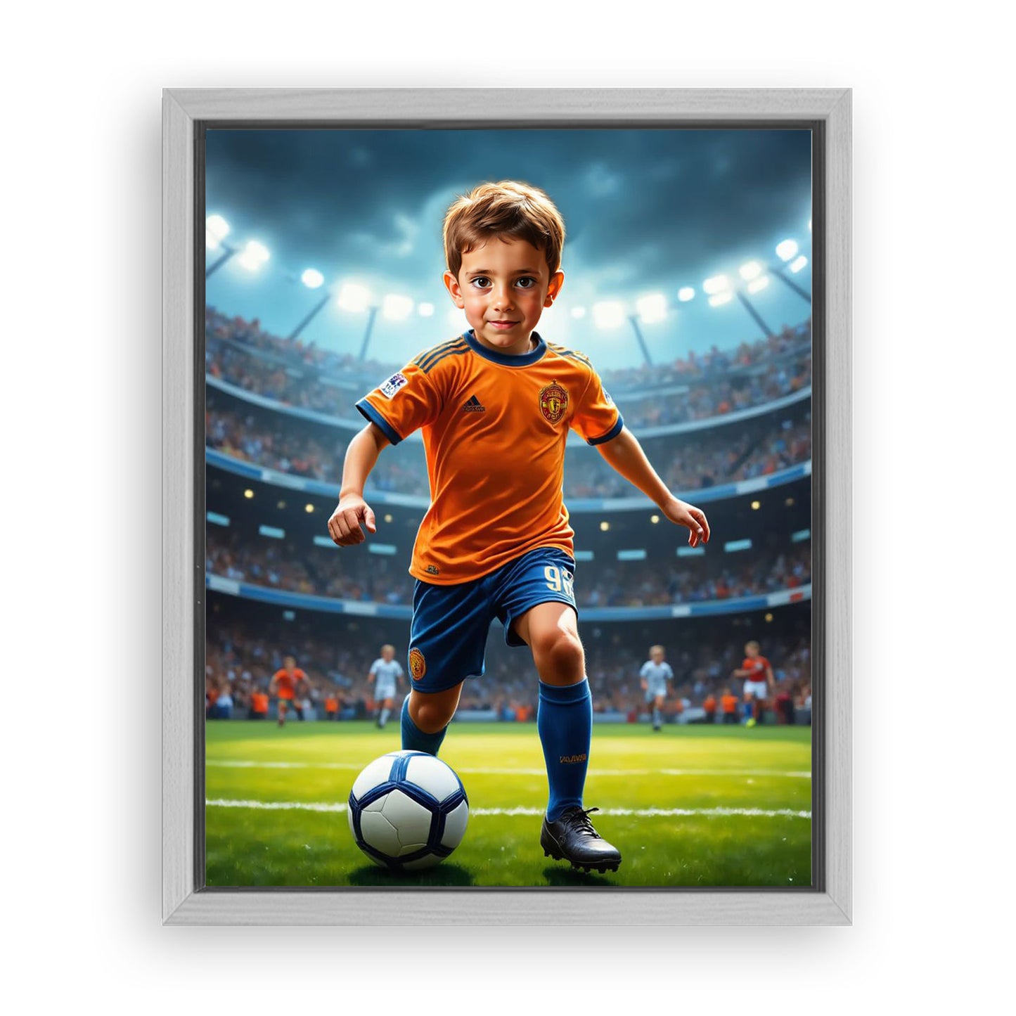 Save 33% When You Add A Frame To Your 10x08 'The Soccer Star' Canvas Now
