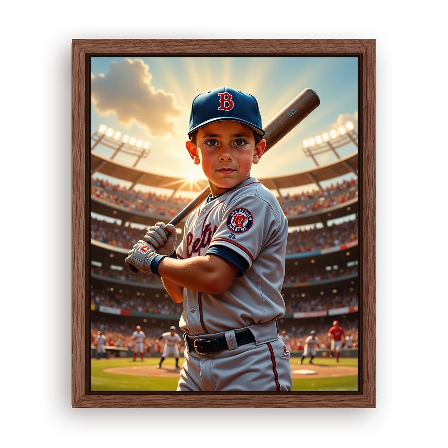 Save 33% When You Add A Frame To Your 10x08 'The Baseball Slugger' Canvas Now