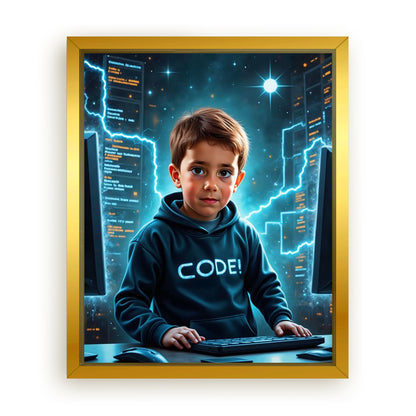 Make Your 16x20 Inches 'The Tech Genius' Canvas Even More Special, Add a Beautiful Premium Frame & Make It Truly Gift-Ready!