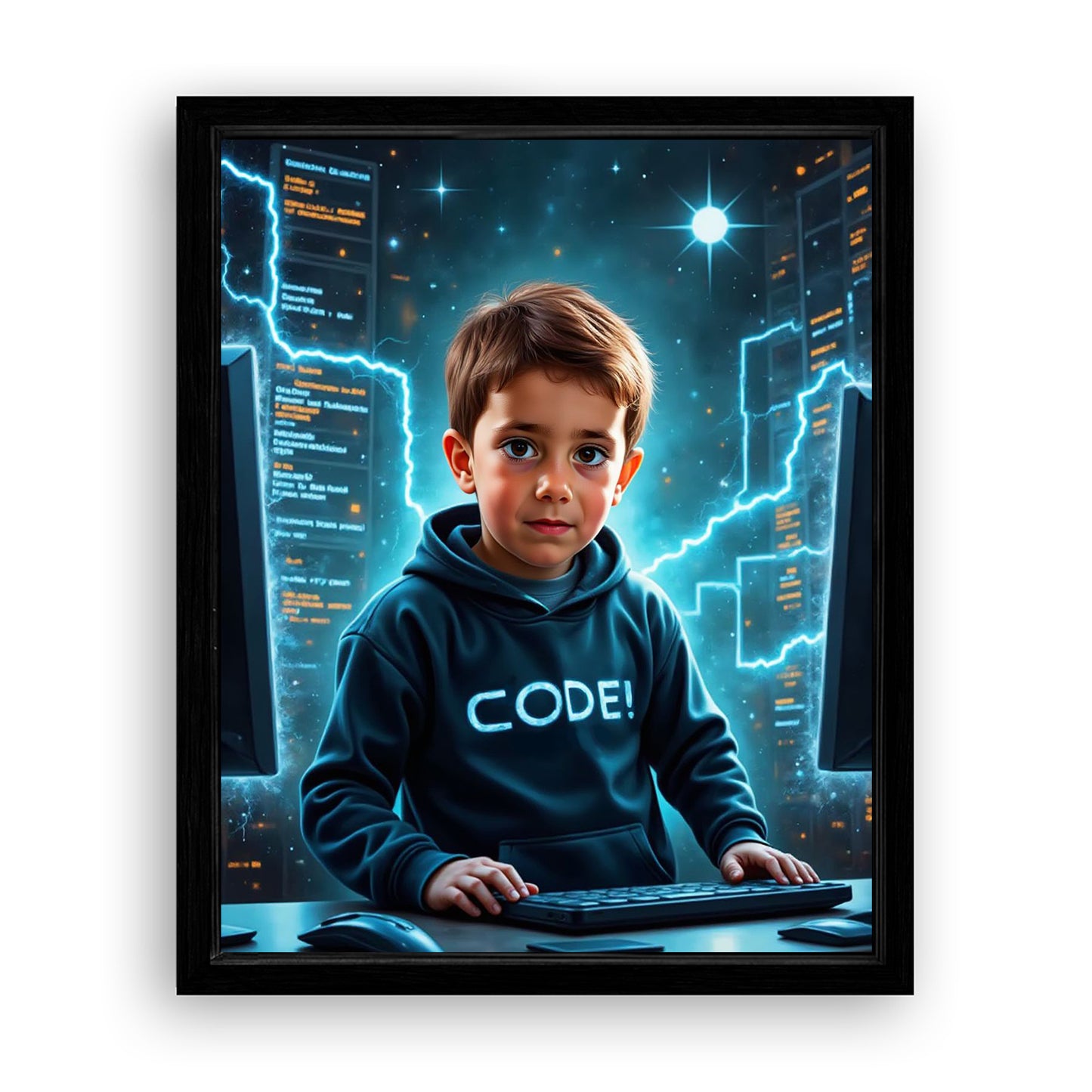Make Your 10x08 Inches 'The Tech Genius' Canvas Even More Special, Add a Beautiful Premium Frame & Make It Truly Gift-Ready!